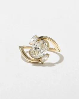 1.55 CT Oval Three Stone Lab Grown Diamond Engagement Ring.