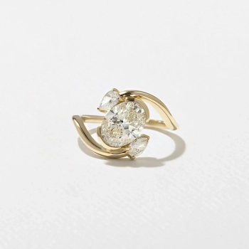 1.55 CT Oval Three Stone Lab Grown Diamond Engagement Ring.
