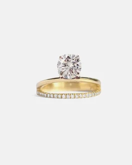 1.5 CT Round Pave and Split Shank Lab Grown Diamond Engagement Ring