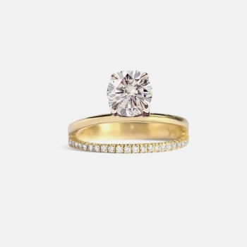 1.5 CT Round Pave and Split Shank Lab Grown Diamond Engagement Ring