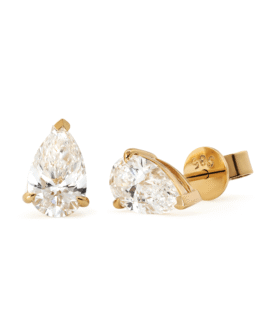 2 CT Pear Cut Lab Grown Diamond Stud Earrings, Gold Teardrop Diamond Earrings for Women