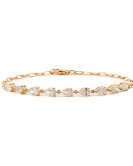 Pear Shaped Lab Grown Diamond 9-Stone Adjustable Chain Bracelet in Yellow Gold