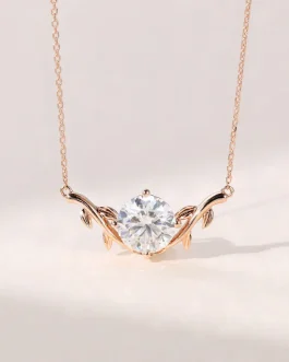 2.0 CT Round Moissanite Solitaire Pendant Necklace in Solid Gold