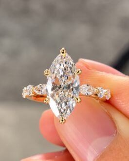 2 CT Marquise Cut Lab Grown Diamond Engagement Ring, 14K Yellow Gold Ring For Women