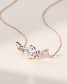 2.0 CT Round Moissanite Solitaire Pendant Necklace in Solid Gold