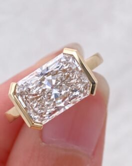 2 CT E Color VVS2 IGI Certified Radiant Cut Lab Grown Diamond East West Engagement Ring Unique Ring Minimalist Ring Anniversary Gift For Her